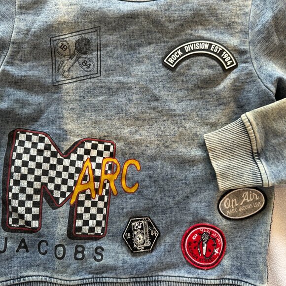 Little Marc Jacobs Distressed Denim Cotton Logo Patches Embroidery Sweatshirt 4 - Picture 13 of 14